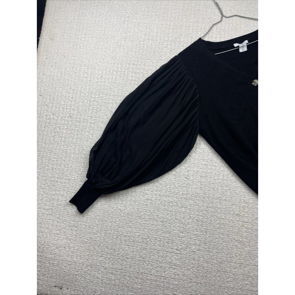 Halston Sheer Balloon Sleeve Ruffled Blouse Sz XL Dark Romance Victorian Goth - Picture 7 of 11